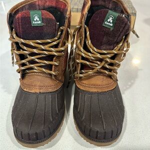 Kamik Two-Tone Winter Boots with Plaid Lining